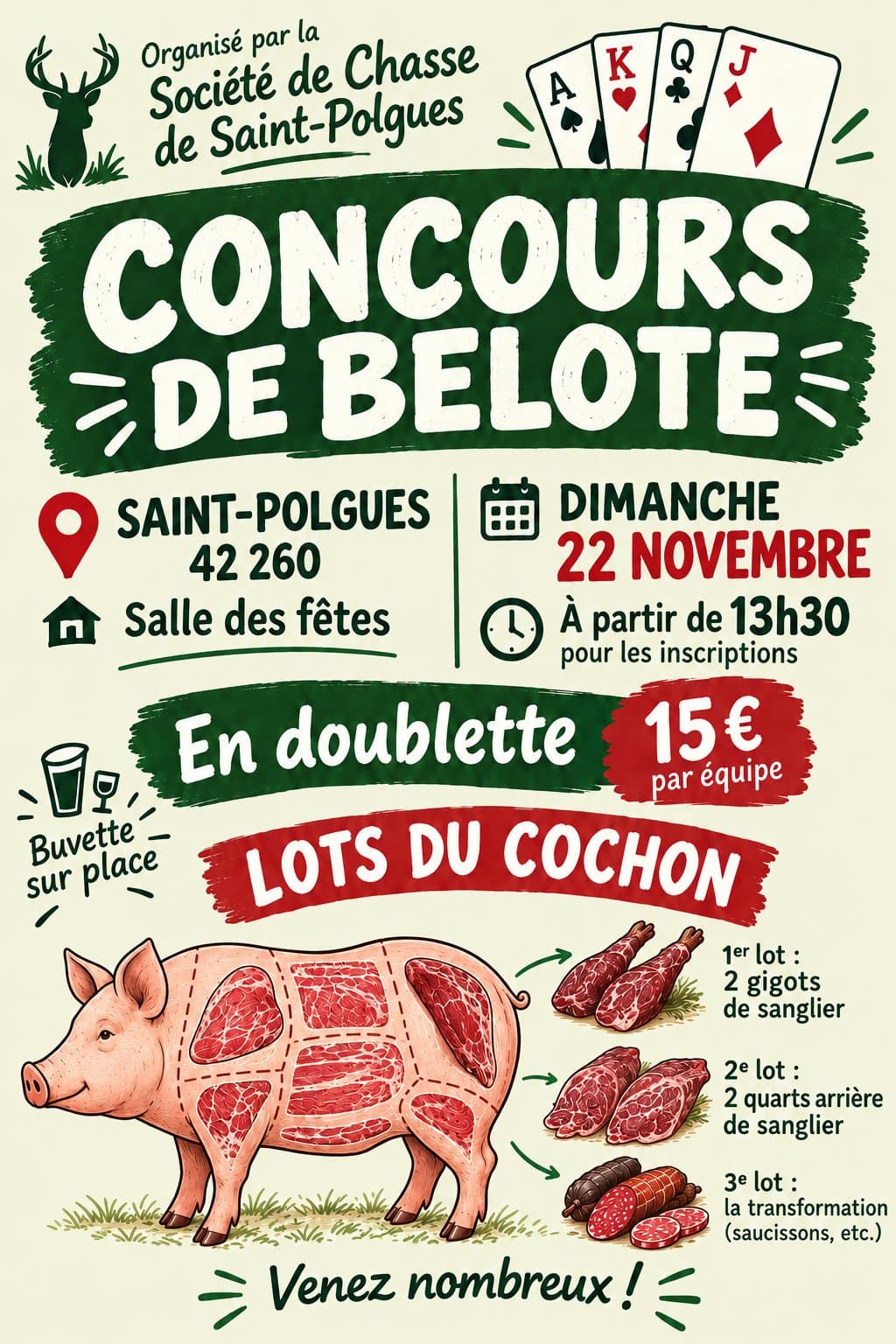 Affiche Concour de belote à Saint Polgues 42260