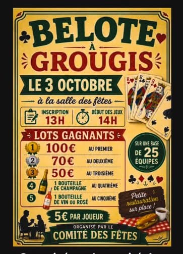 Affiche Concours Belote Grougis 02110