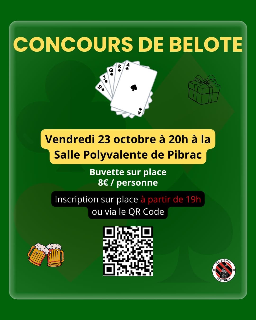 Affiche Concours de Belote à Pibrac