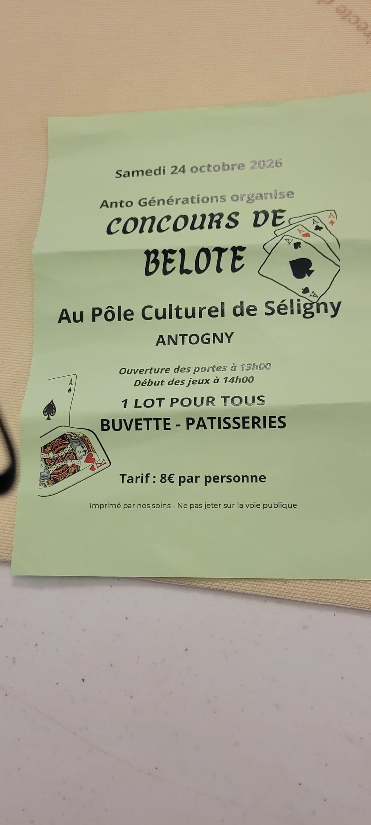 Affiche Concours de belote