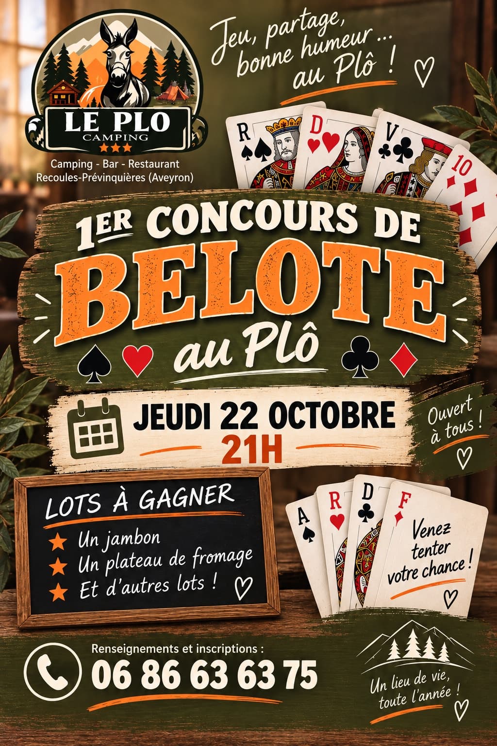Affiche Concours de Belote au Plô
