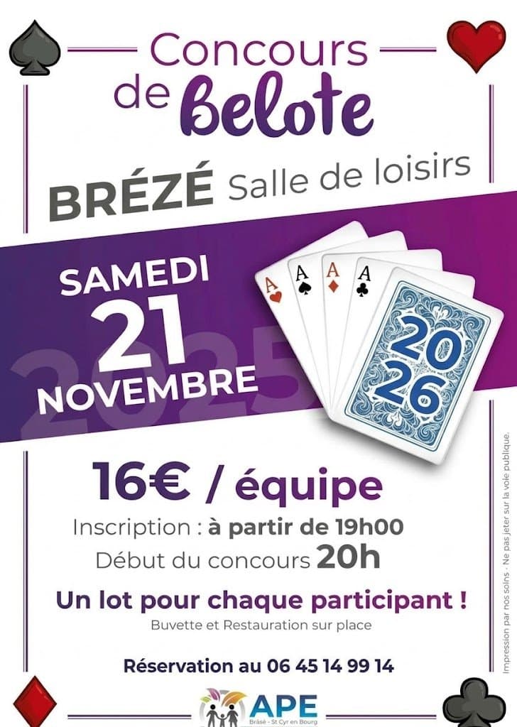 Affiche Concours de Belote de Brézé