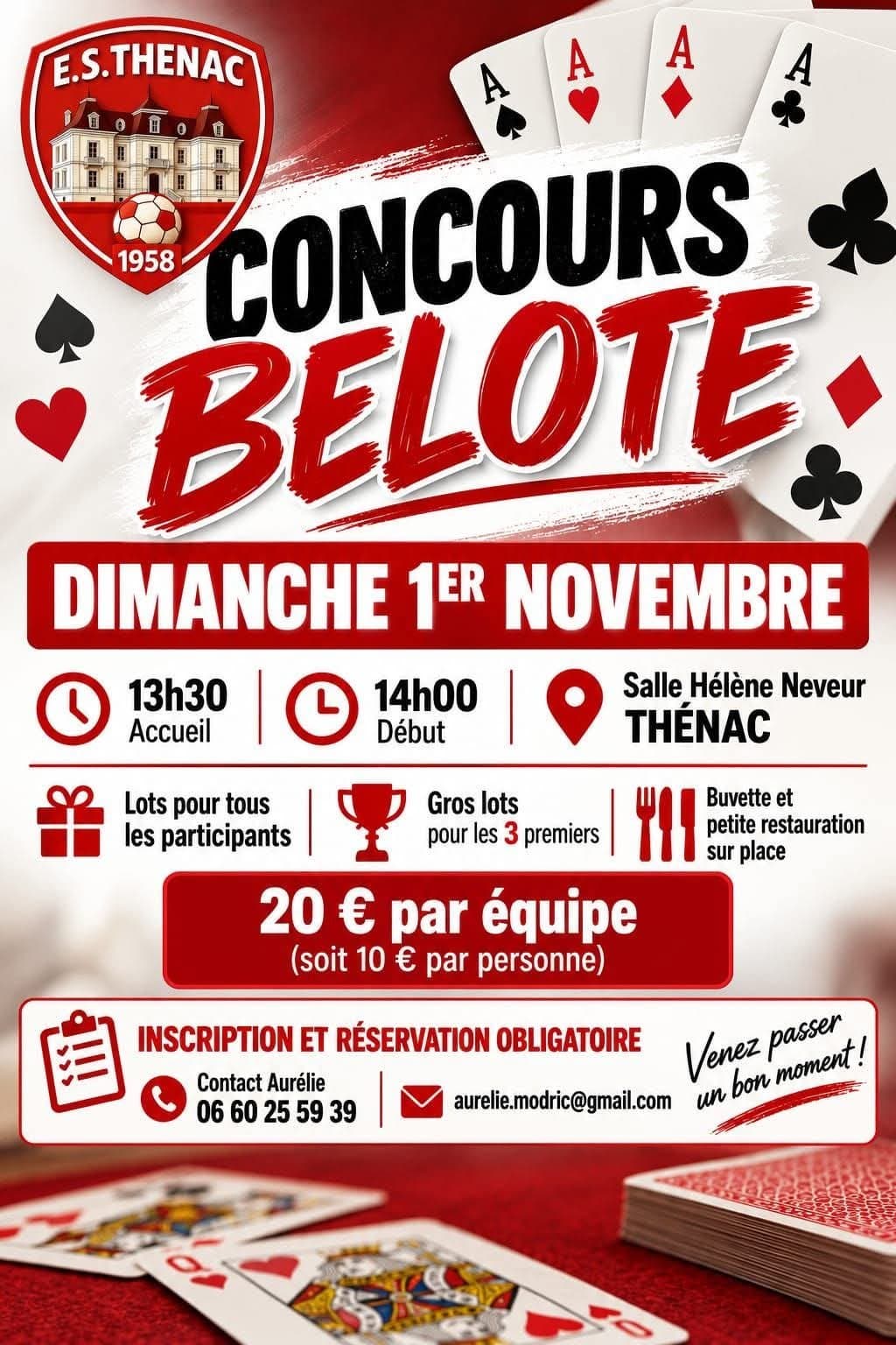 Affiche Concours de belote de l'Es Thenac