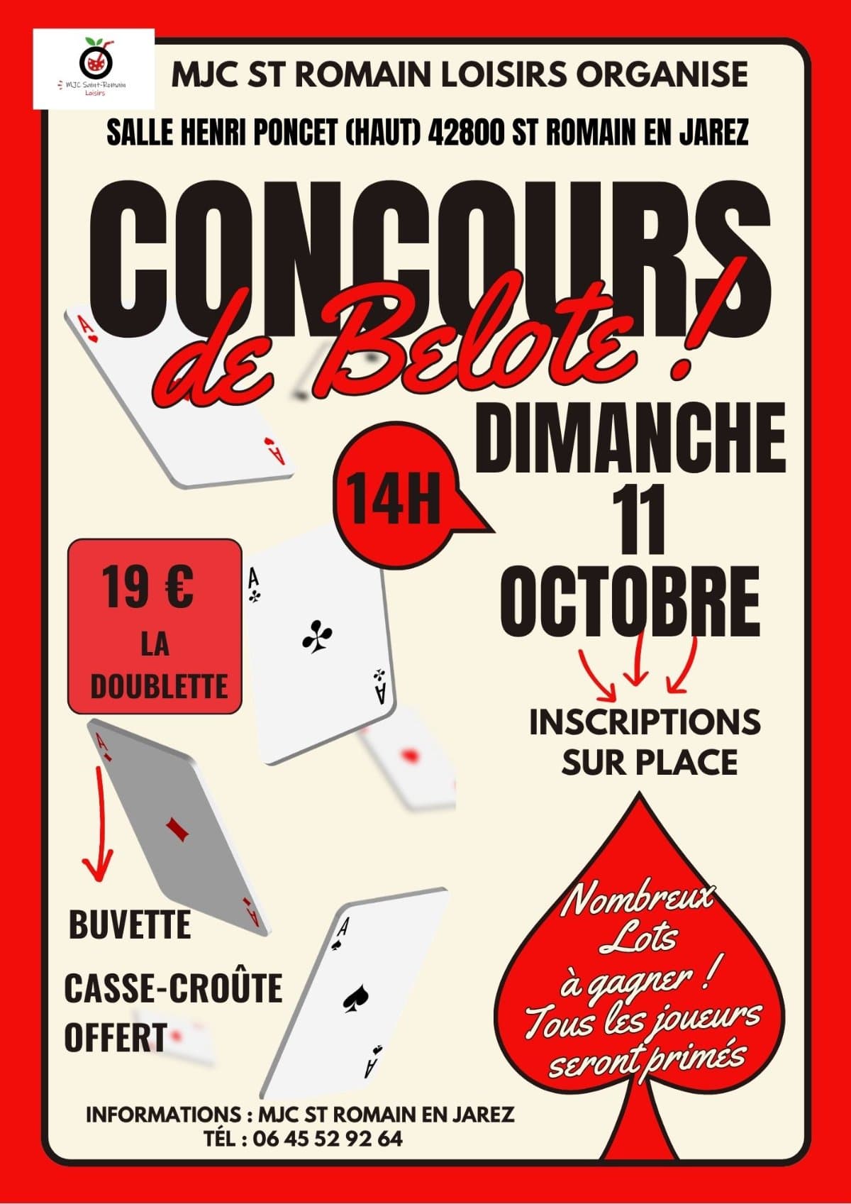 Affiche Concours de belote de la MJC