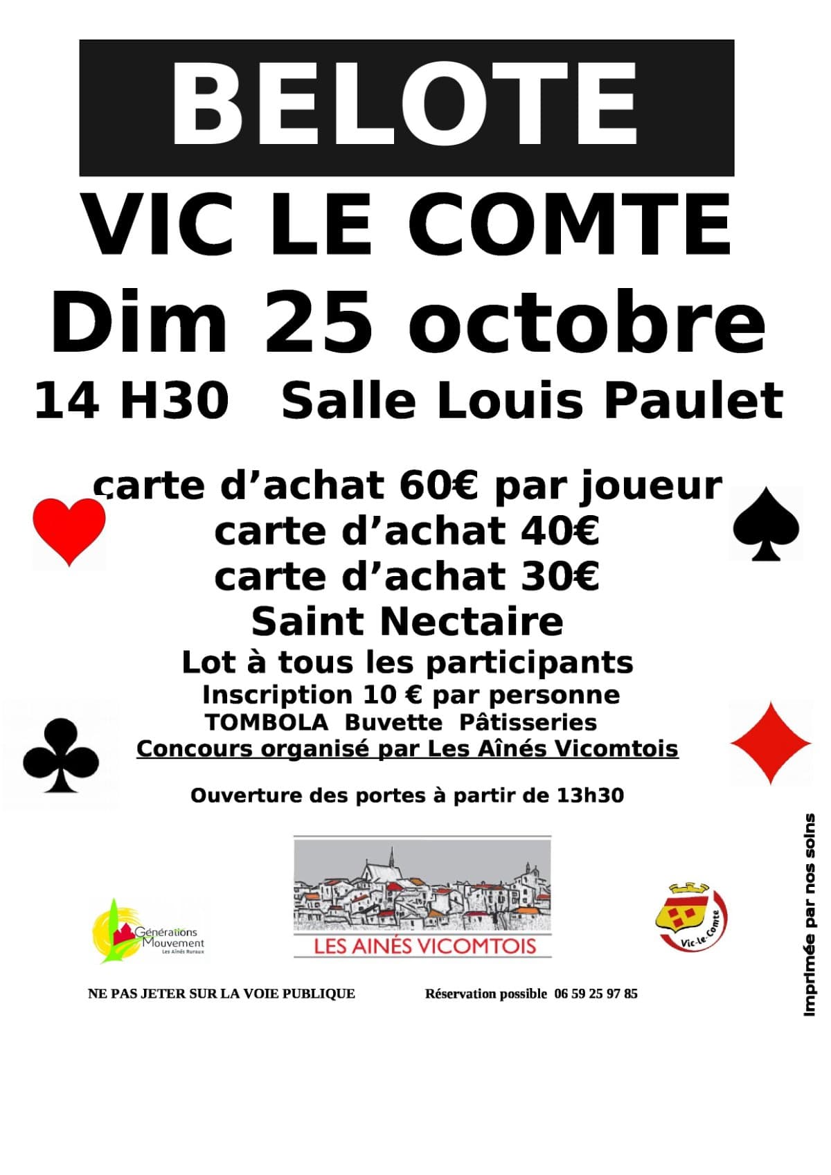 Affiche Concours de belote des Aînés vicomtois