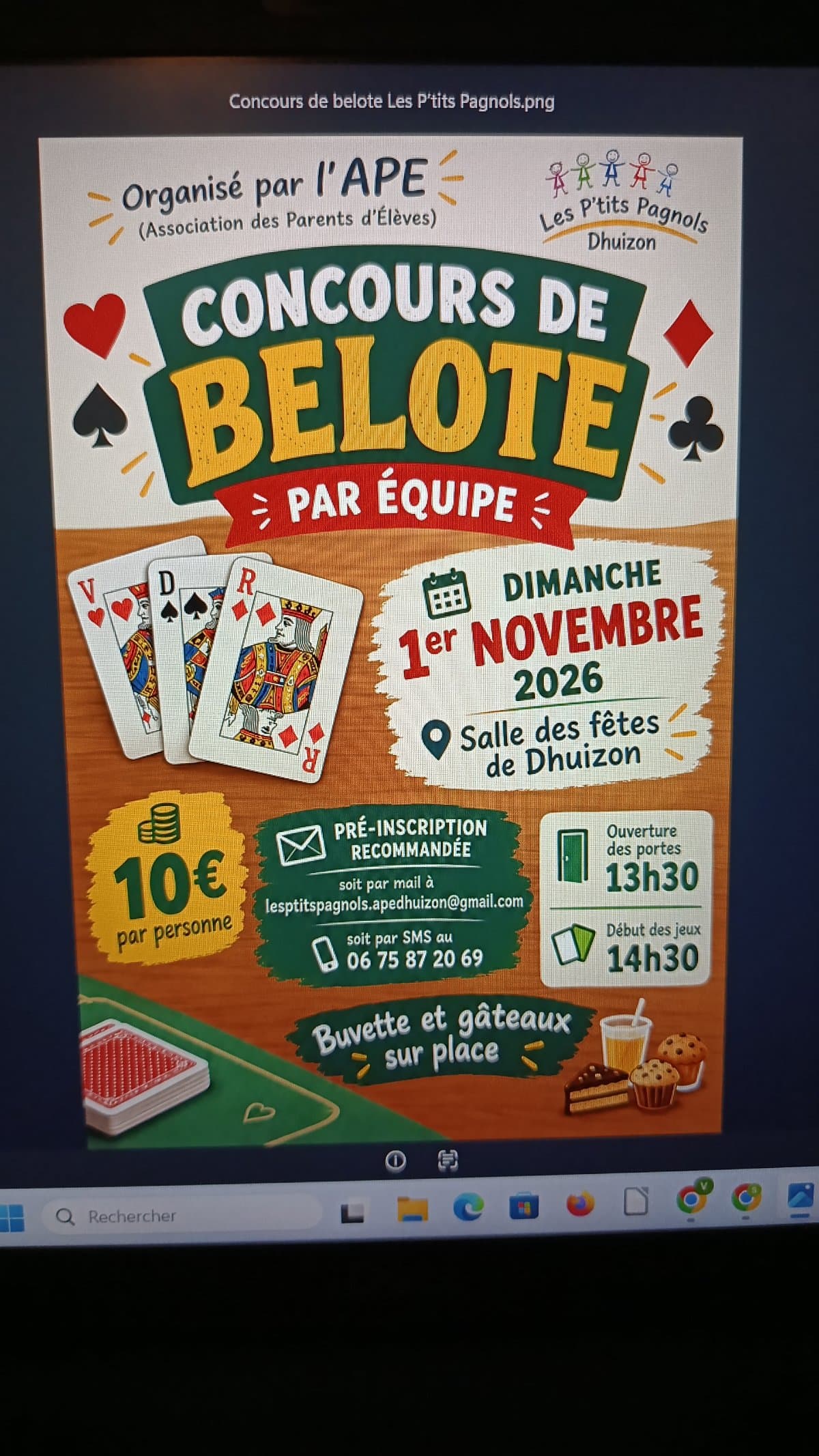 Affiche Concours de belote Dhuizon