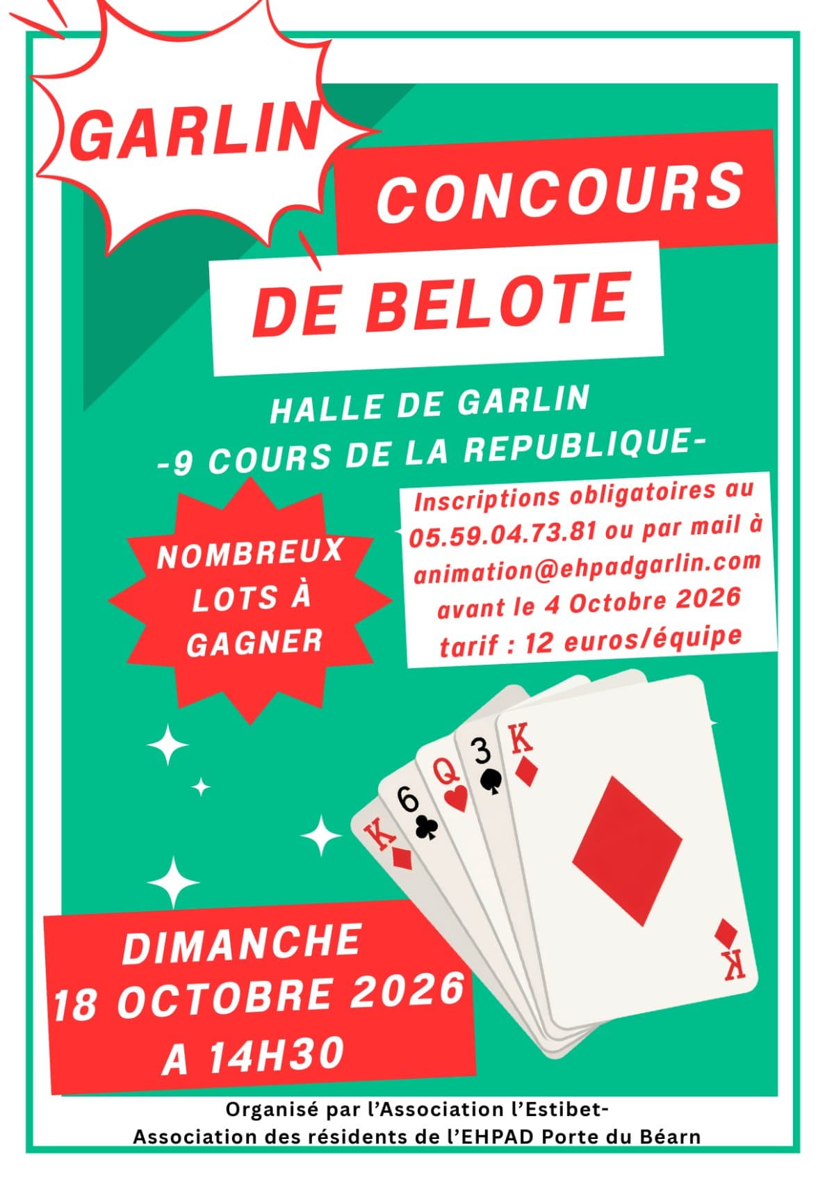 Affiche Concours de belote à Garlin
