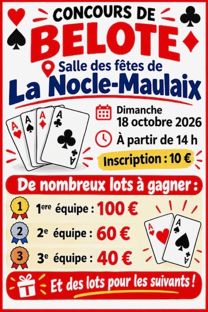 Affiche concours de belote La Nocle -Maulaix