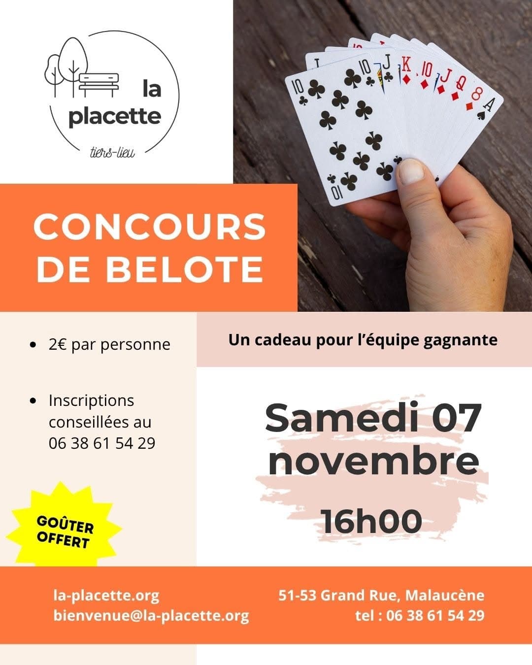 Affiche Concours de Belote Malaucène