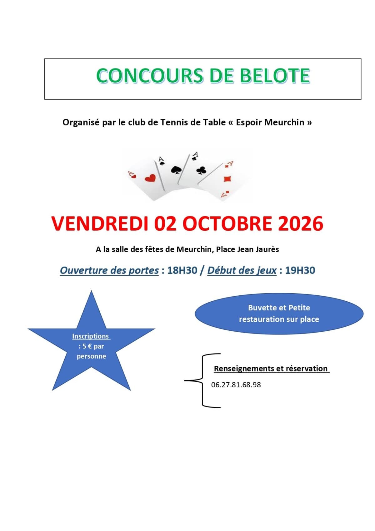 Affiche Concours de Belote