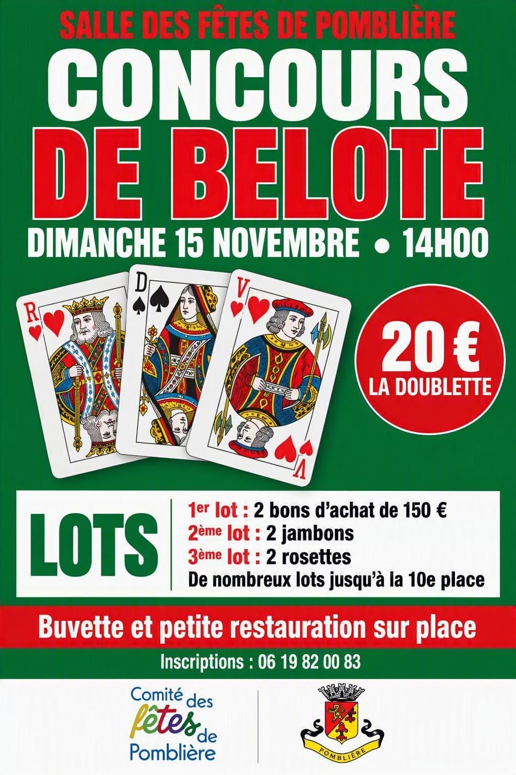 Affiche concours de belote pombliere