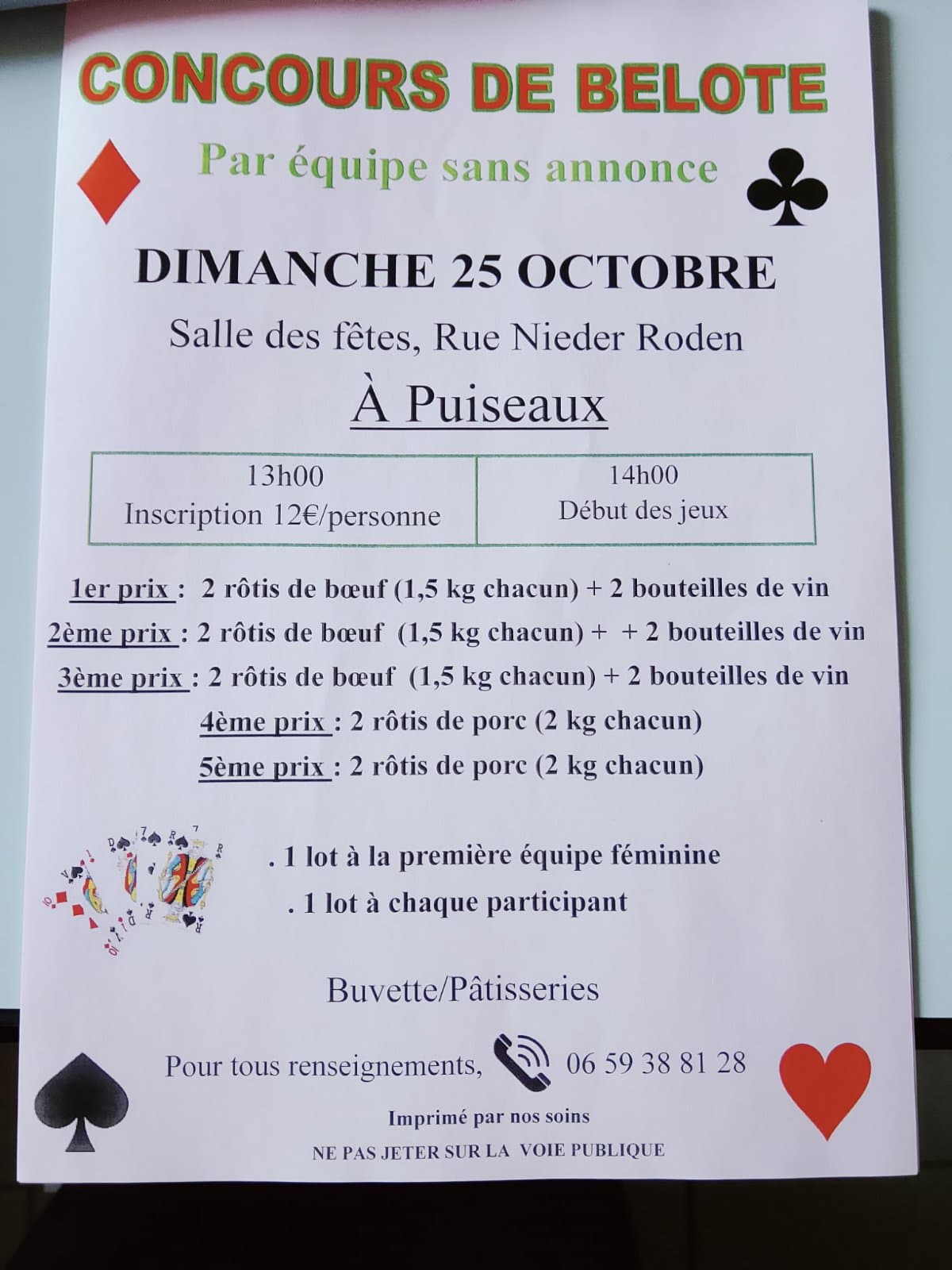 Affiche Concours de belote