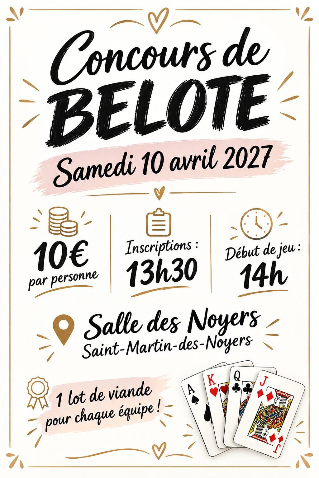 Affiche Concours de Belote - Saint-martin-des-noyers