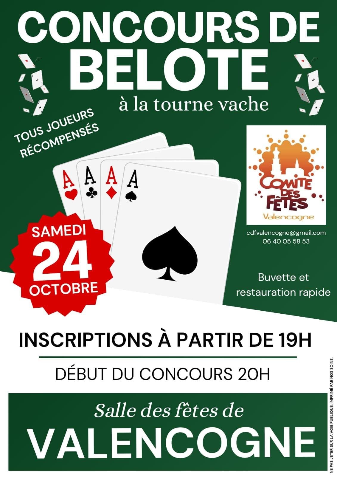 Affiche Concours de belote Valencogne