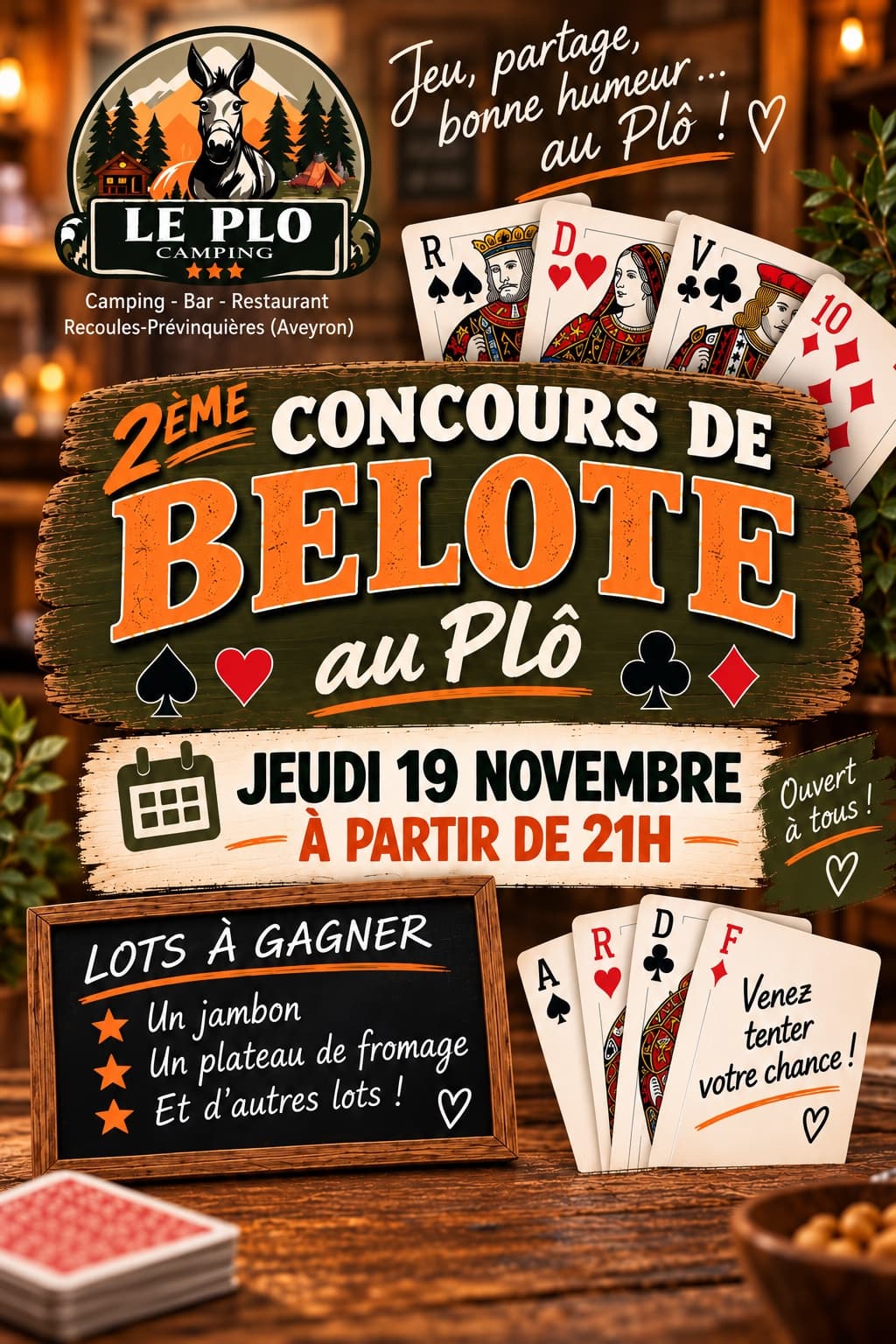 Affiche BELOTE & BEAUJOLAIS AU PLÔ !