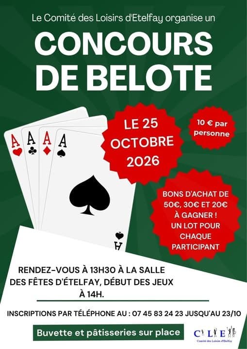 Affiche Concours de Belote à ETELFAY