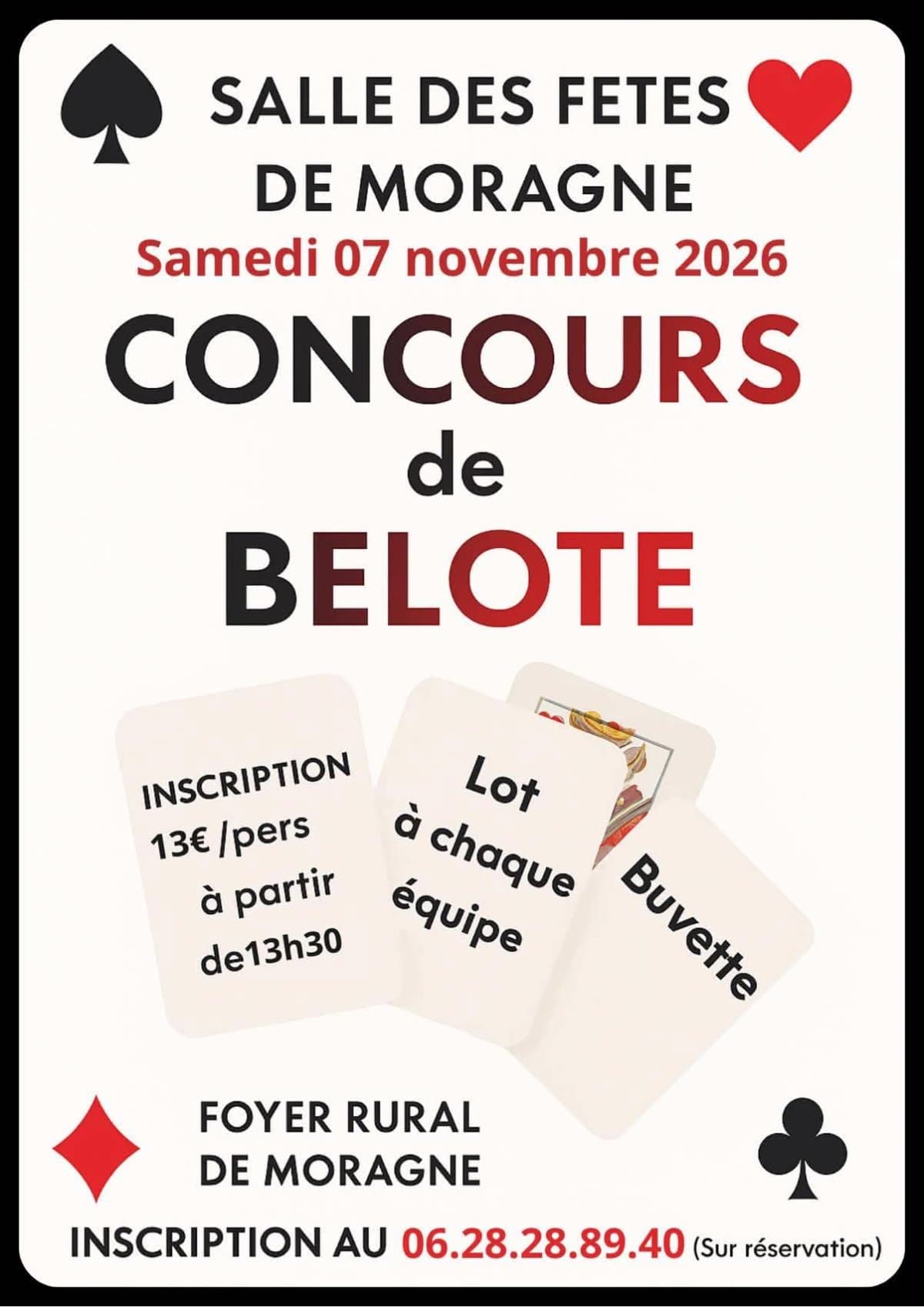 Affiche Concours de belote à Moragne