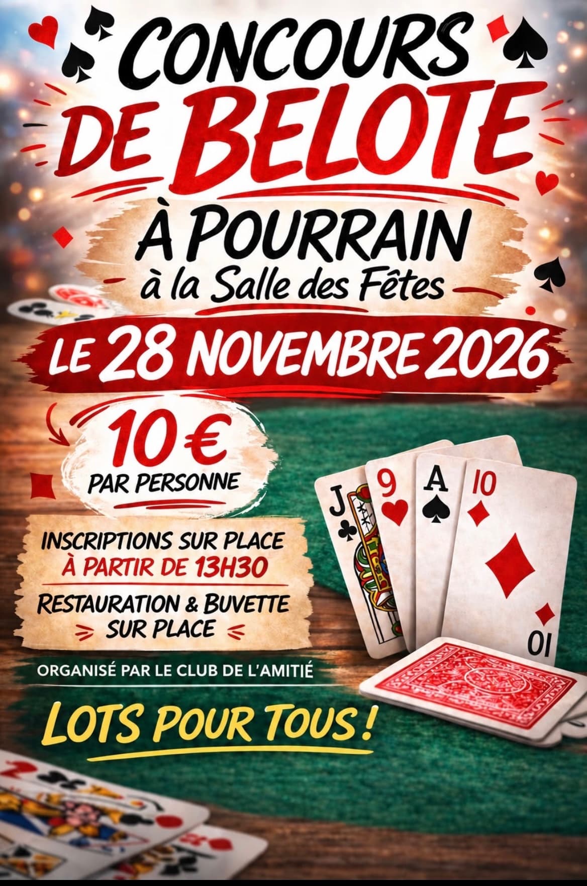 Affiche Concours de belote à Pourrain