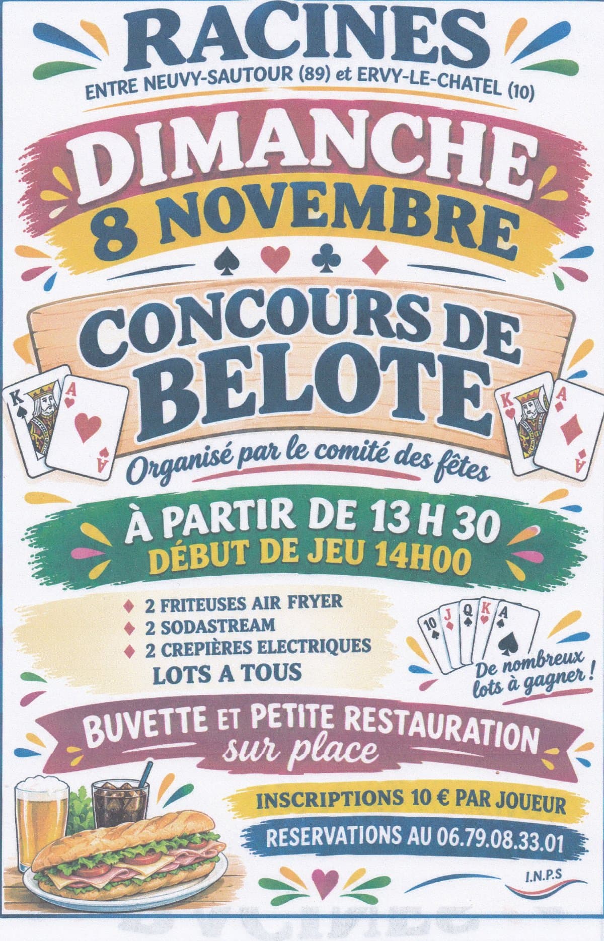 Affiche concours de belote à Racines