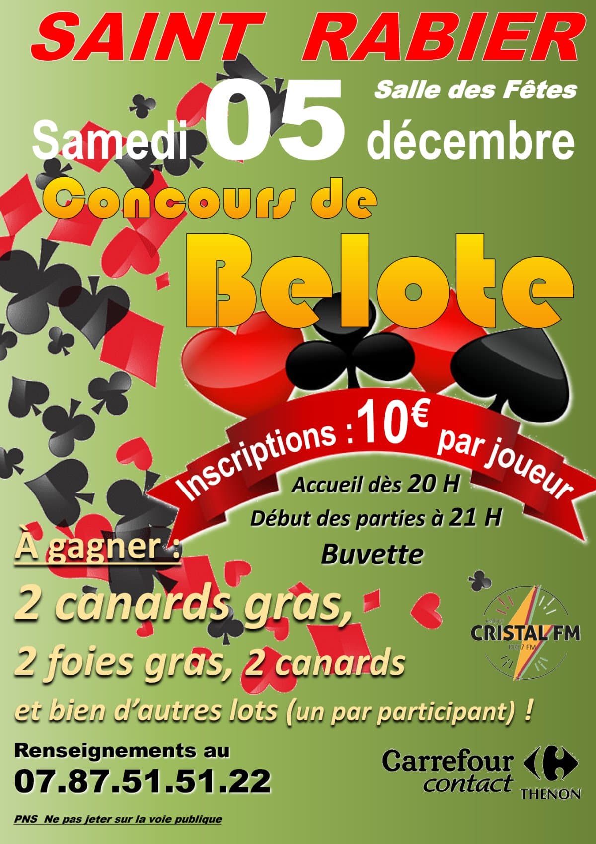 Affiche Concours de belote à Saint Rabier