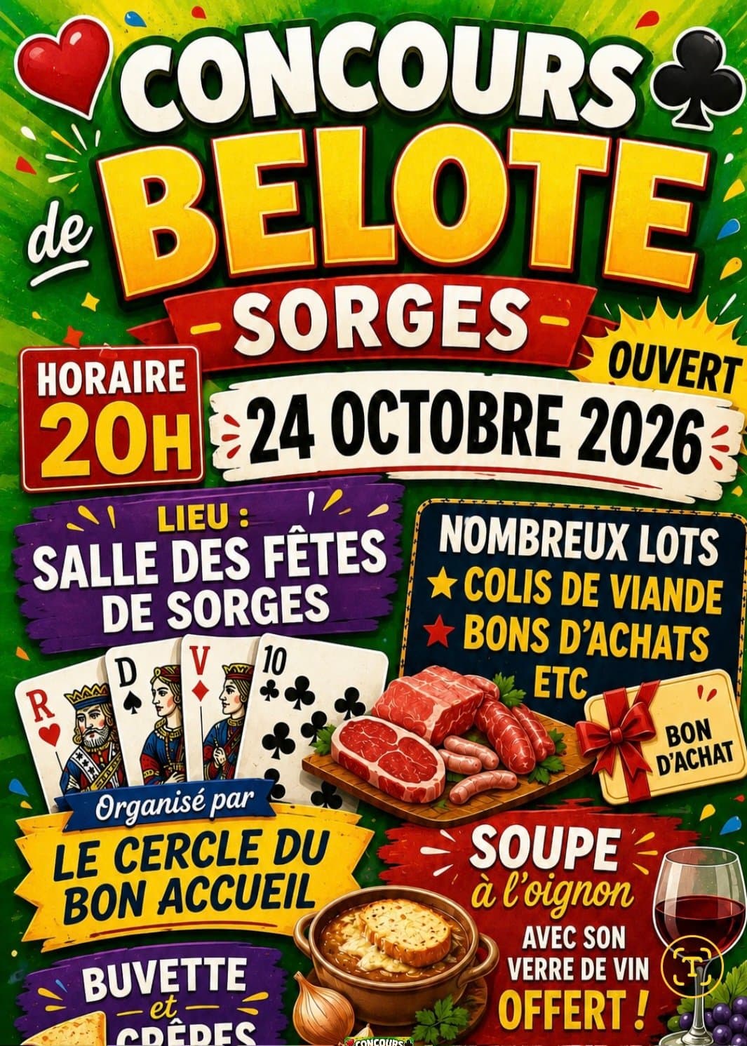 Affiche Concours de belote à sorges