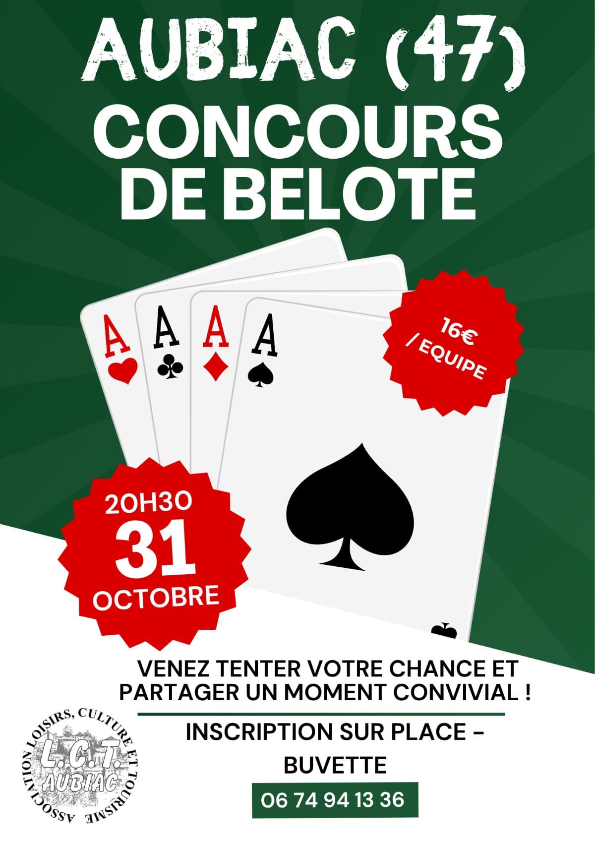 Affiche Concours de Belote