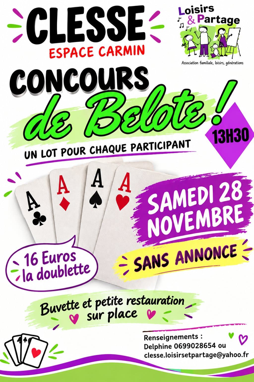 Affiche CONCOURS DE BELOTE CLESSE