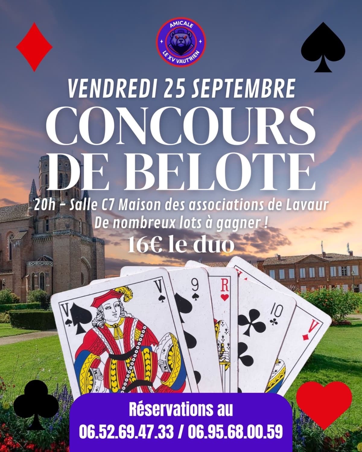 Affiche Concours de belote de l’amicale de L’ASV lavaur