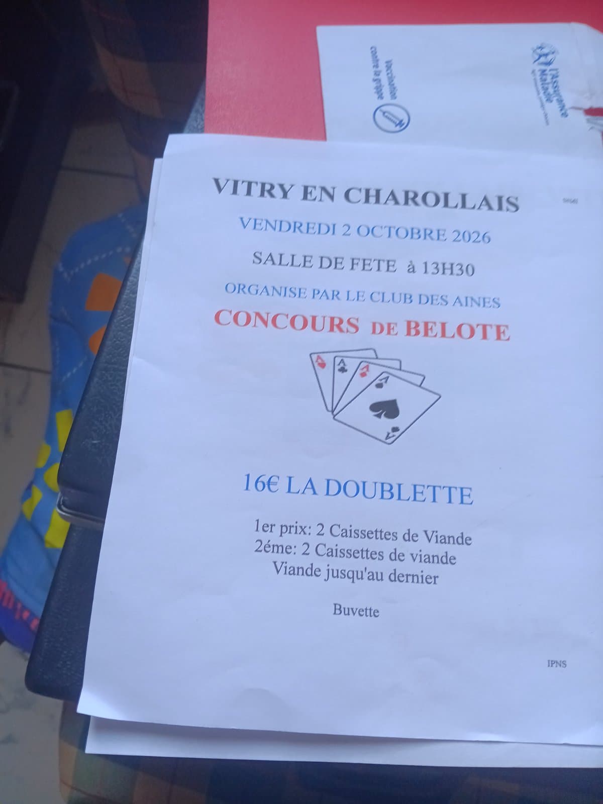 Affiche Concours de belote de vitry en charollais