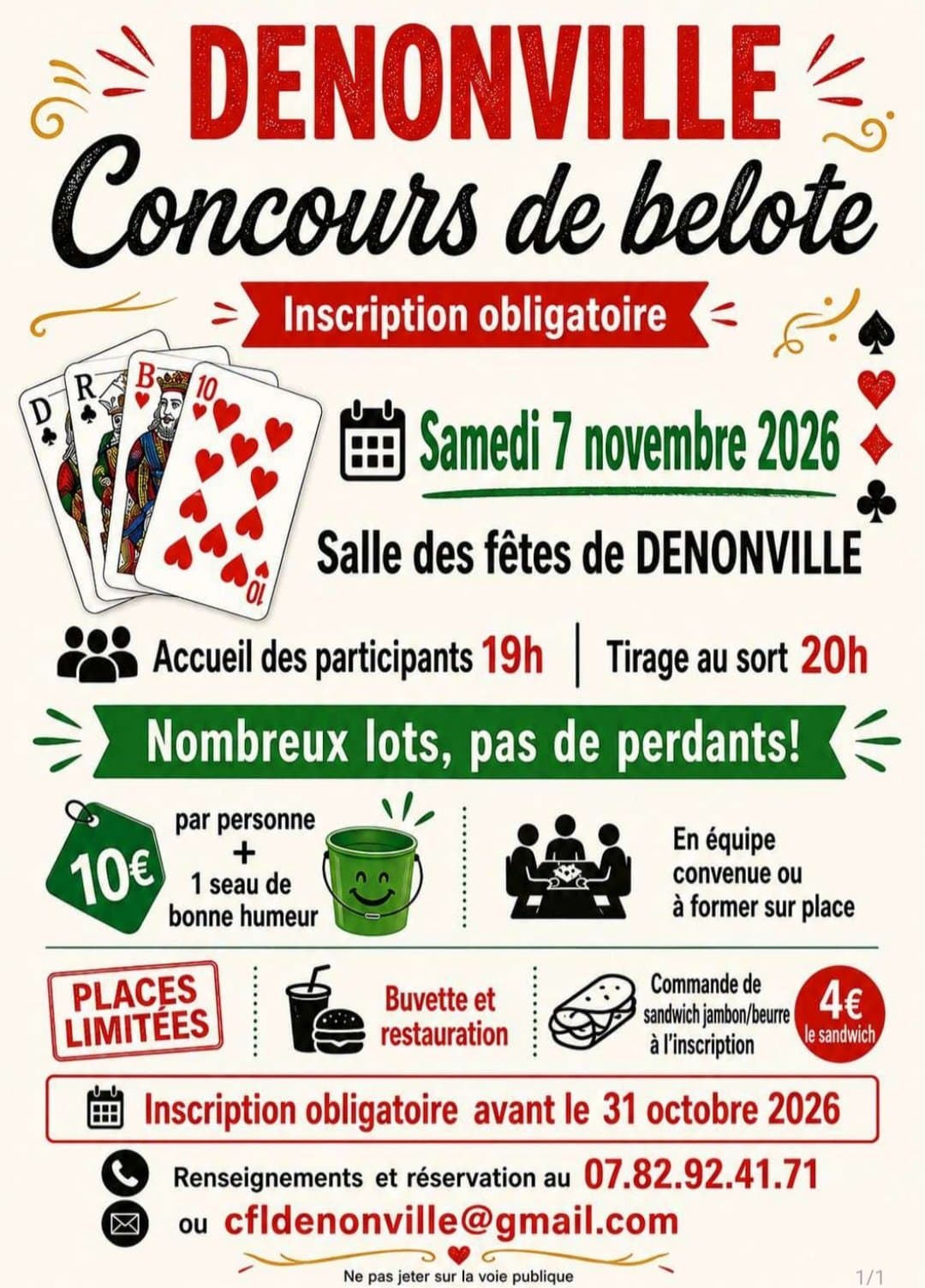 Affiche Concours de belote Denonville
