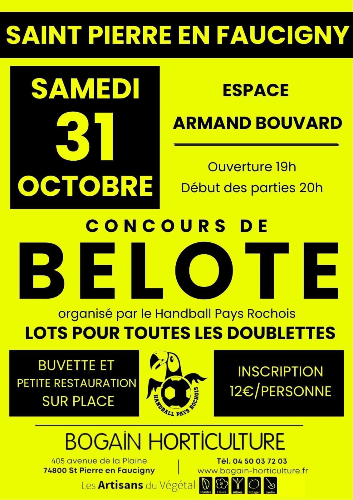 Affiche Concours de BELOTE du Handball Pays Rochois
