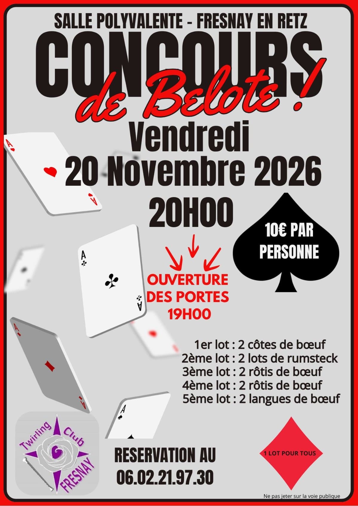 Affiche Concours de belote Fresnay en Retz