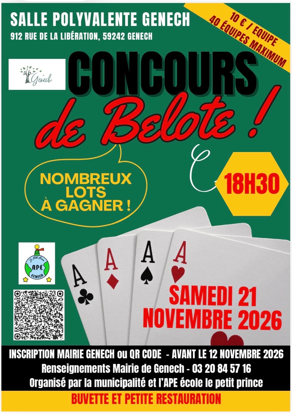 Affiche Concours de Belote - Genech