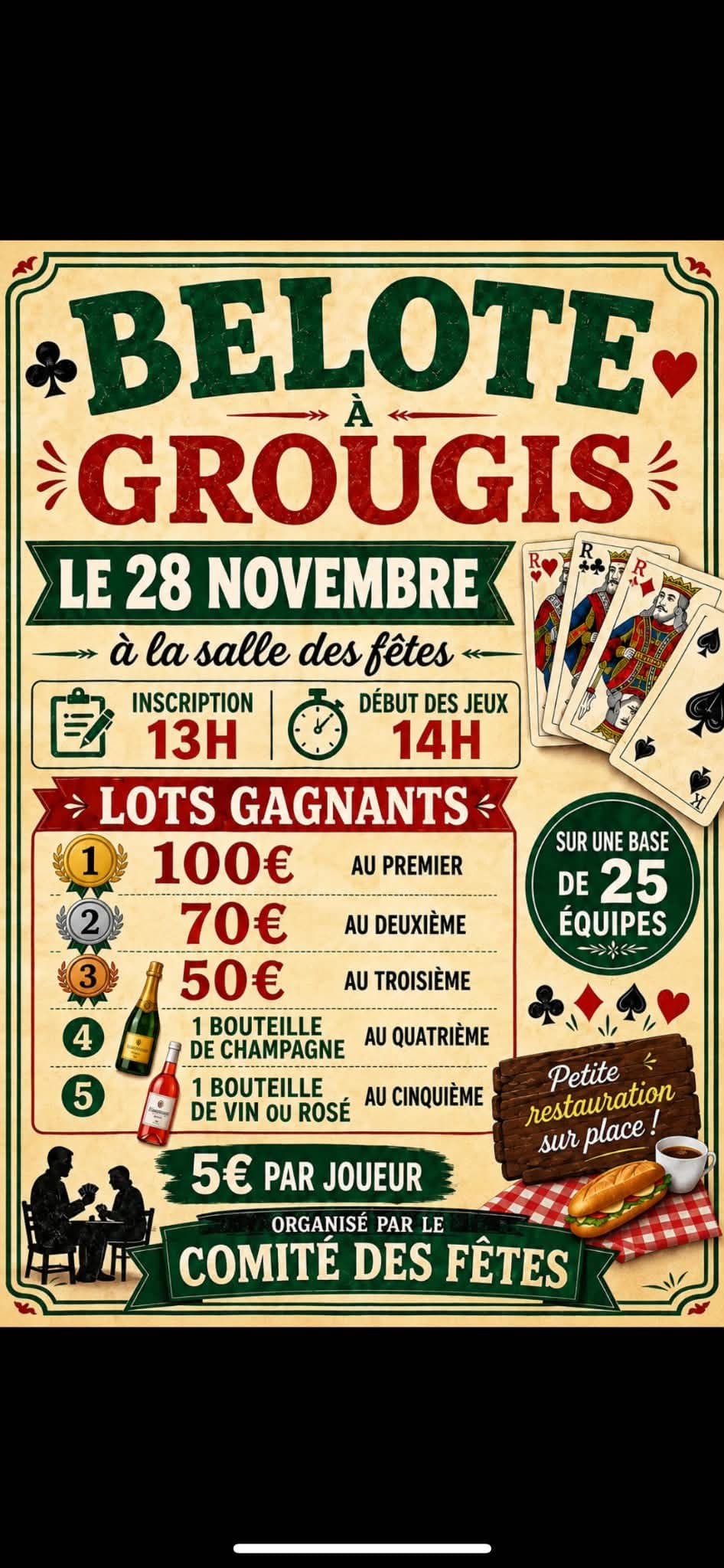 Affiche CONCOURS DE BELOTE