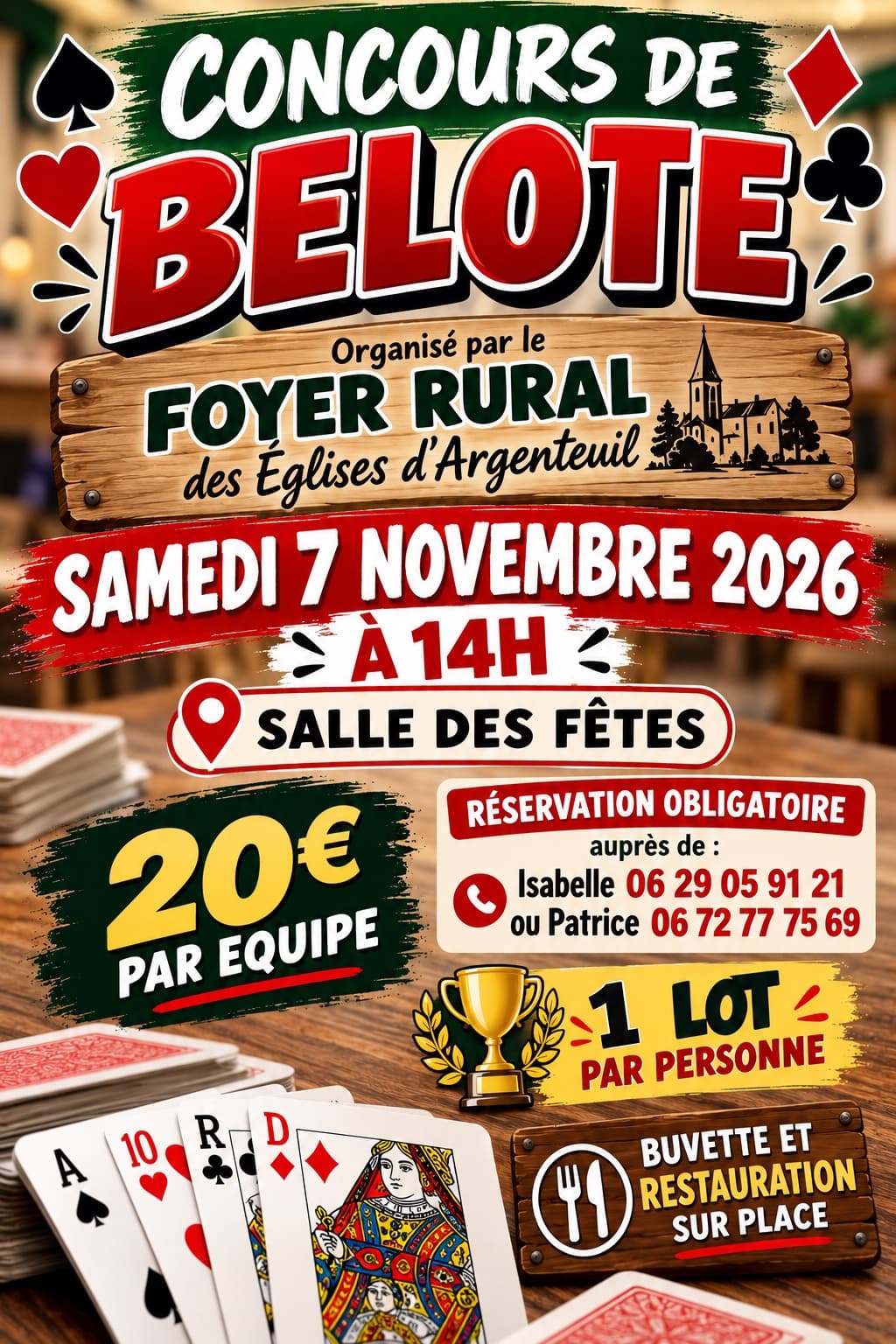 Affiche Concours de belote Les Églises d’argenteuil