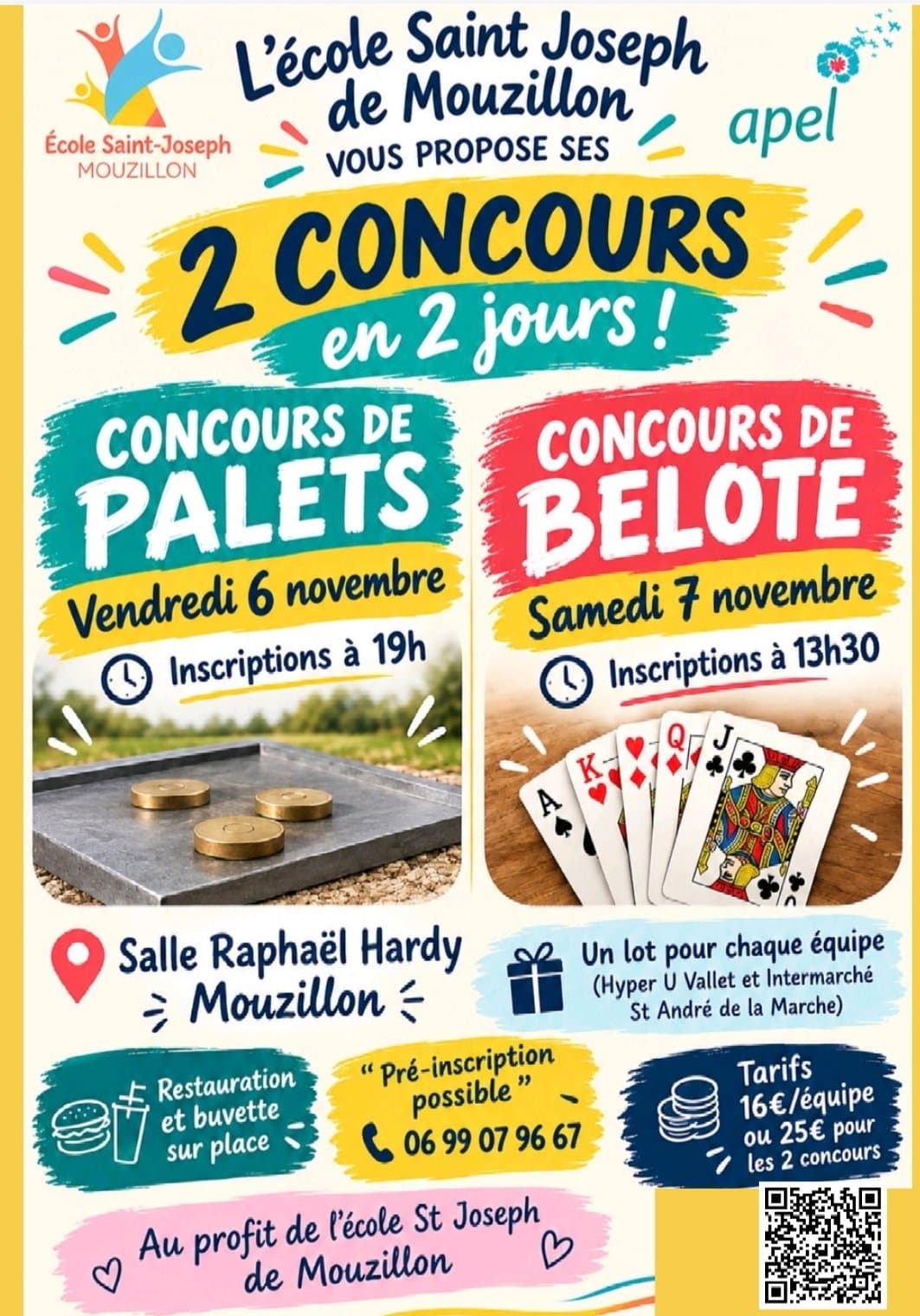 Affiche Concours de belote APEL école saint Joseph