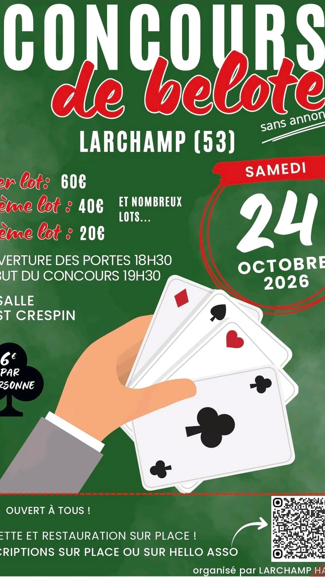 Affiche Concours de belote sans annonces