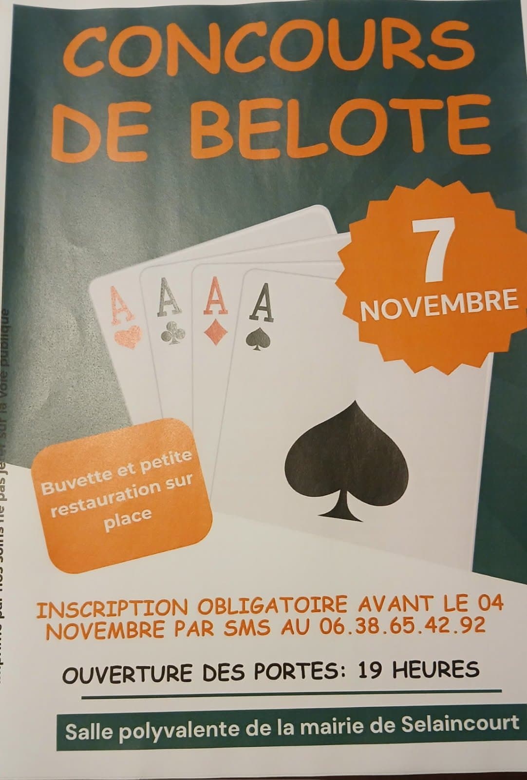 Affiche Concours de belote Selaincourt