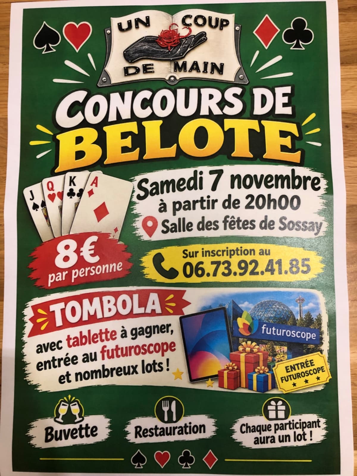 Affiche Concours de belote Sossay 86230