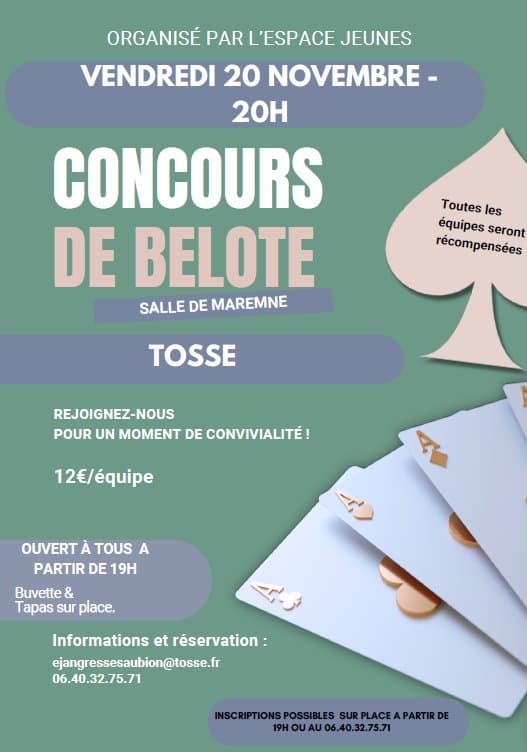 Affiche Concours de Belote Tosse