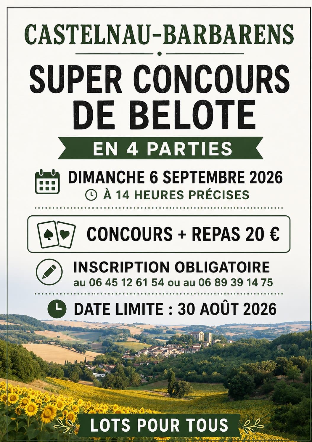 Affiche SUPER CONCOURS BELOTE
