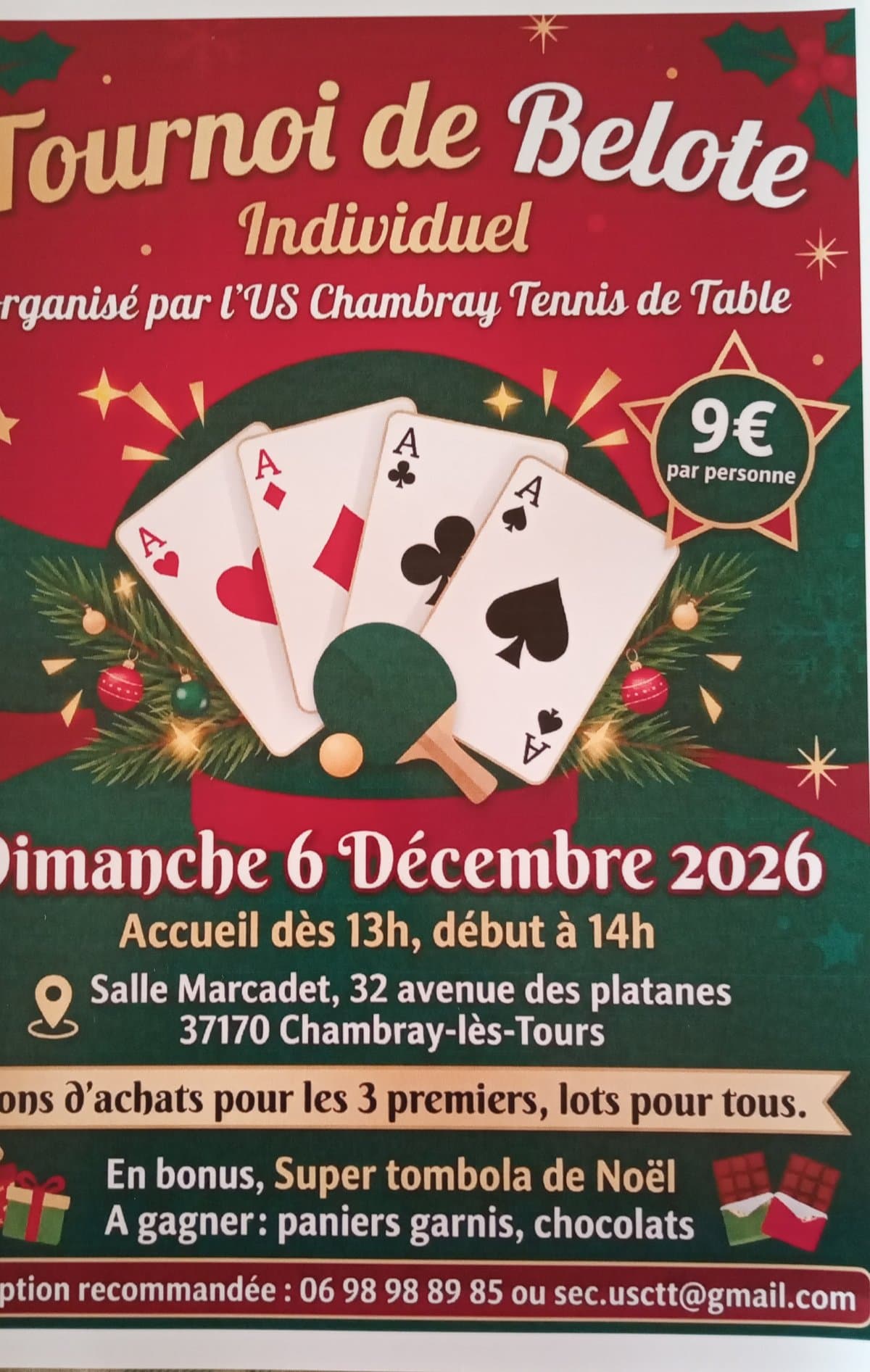 Affiche Tournoi de Belote ( en Individuel )