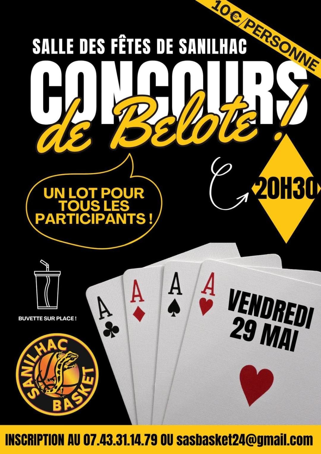 Affiche Concours de belote du SAS Sanilhac Basket club